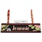 Boho Floral Red Mahogany Nameplates with Business Card Holder - Straight