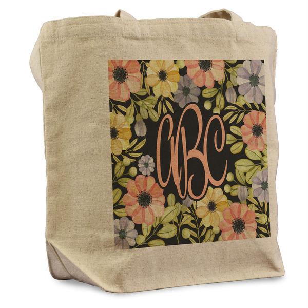 Custom Boho Floral Reusable Cotton Grocery Bag - Single (Personalized)