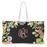 Boho Floral Large Tote Bag with Rope Handles (Personalized)