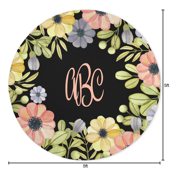 Boho Floral Round Area Rug - Size