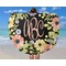 Boho Floral Round Beach Towel - In Use