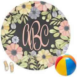 Boho Floral Round Beach Towel (Personalized)