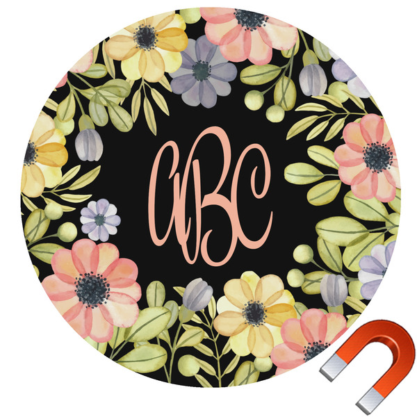 Custom Boho Floral Round Car Magnet - 6" (Personalized)