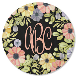 Boho Floral Round Rubber Backed Coaster (Personalized)