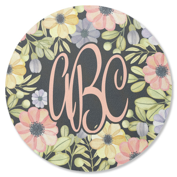 Custom Boho Floral Round Rubber Backed Coaster (Personalized)