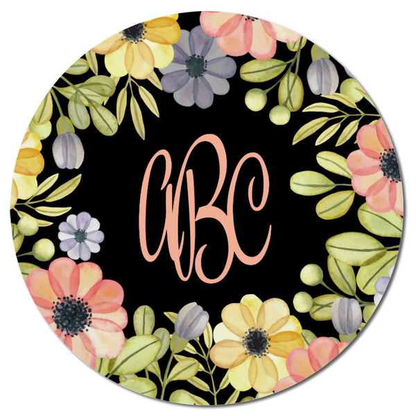 Boho Floral Round Fridge Magnet - FRONT