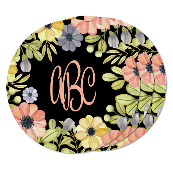 Boho Floral Round Fridge Magnet - THREE