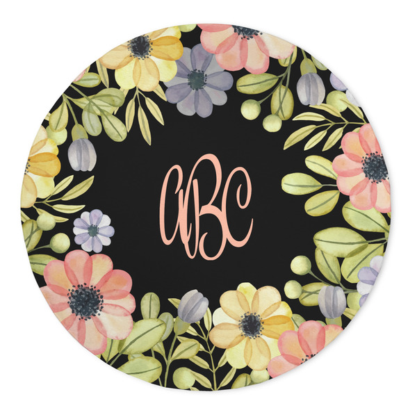Custom Boho Floral 5' Round Indoor Area Rug (Personalized)