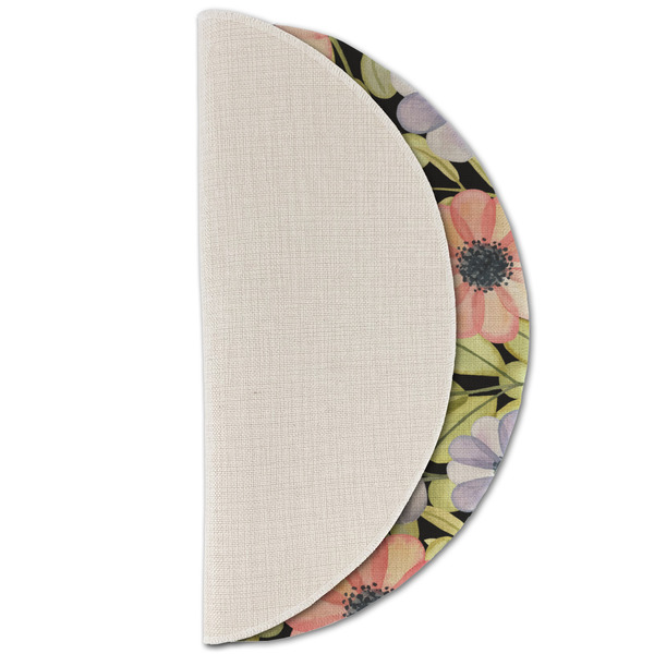 Boho Floral Round Linen Placemats - HALF FOLDED (single sided)