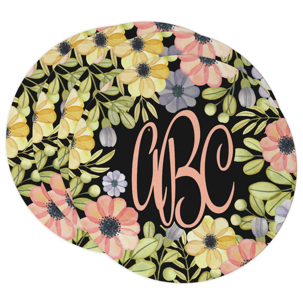 Custom Boho Floral Round Paper Coasters w/ Monograms