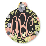 Boho Floral Round Pet ID Tag - Large (Personalized)