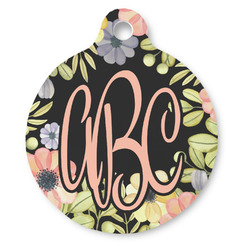 Boho Floral Round Pet ID Tag (Personalized)