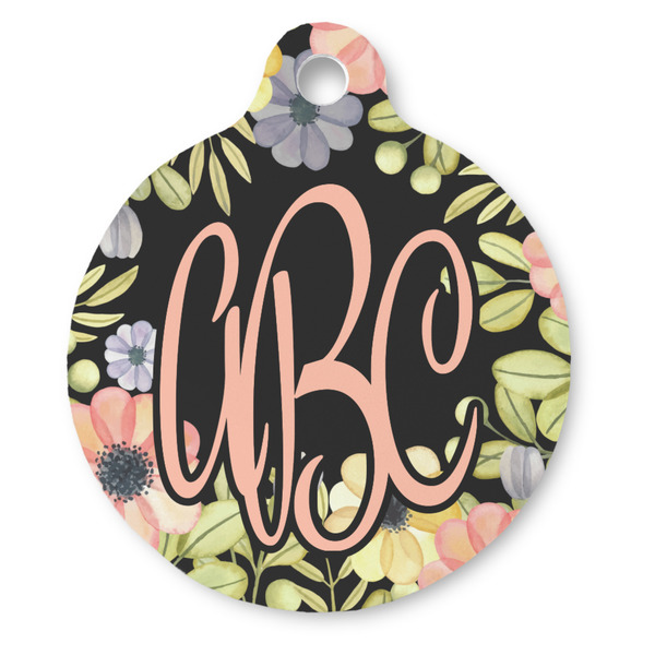 Custom Boho Floral Round Pet ID Tag - Large (Personalized)