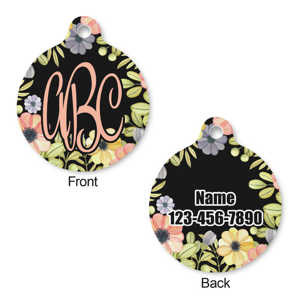 Boho Floral Round Pet Tag - Front & Back