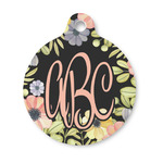 Boho Floral Round Pet ID Tag - Small (Personalized)