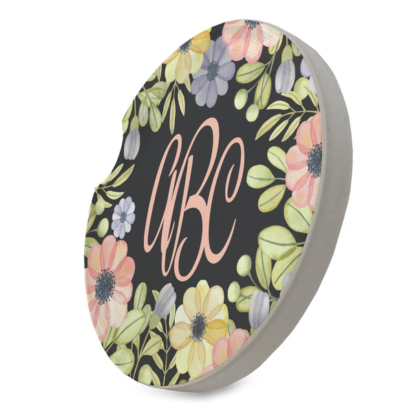 Boho Floral Sandstone Car Coaster - STANDING ANGLE