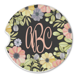 Boho Floral Sandstone Car Coaster - Single (Personalized)