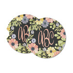 Boho Floral Sandstone Car Coasters (Personalized)