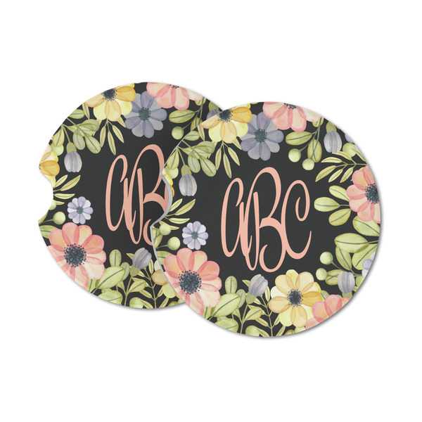 Custom Boho Floral Sandstone Car Coasters (Personalized)