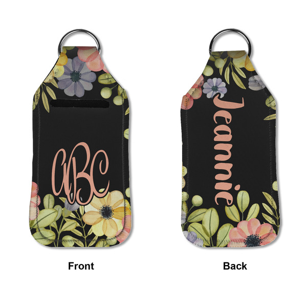 Boho Floral Sanitizer Holder Keychain - Large APPROVAL (Flat)