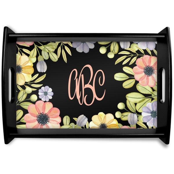 Custom Boho Floral Wooden Tray (Personalized)
