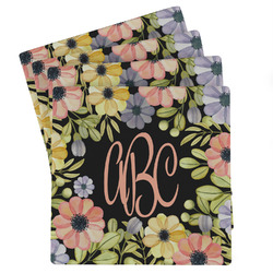 Boho Floral Absorbent Stone Coasters - Set of 4 (Personalized)