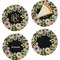 Boho Floral Set of 4 Glass Appetizer / Dessert Plate 8" (Personalized)