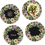 Boho Floral Set of 4 Glass Lunch / Dinner Plate 10" (Personalized)