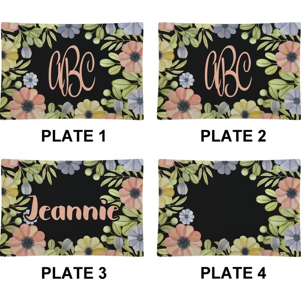 Boho Floral Set of Rectangular Appetizer / Dessert Plates (Approval)