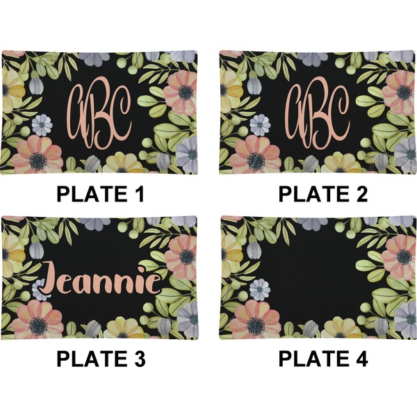 Boho Floral Set of Rectangular Dinner Plates (Approval)