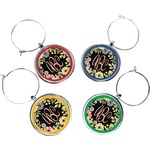 Boho Floral Wine Charms (Set of 4) (Personalized)