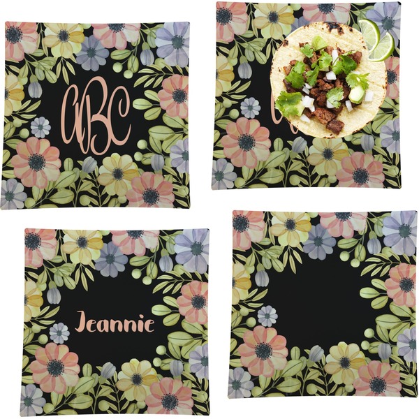 Boho Floral Set of Square Dinner Plates