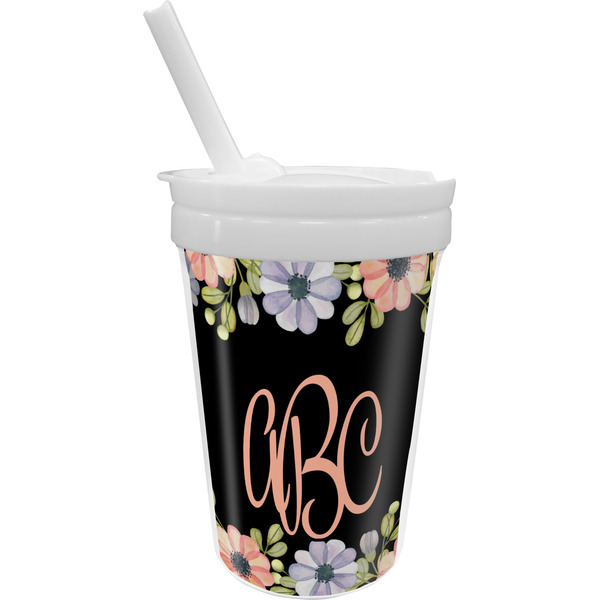 Custom Boho Floral Sippy Cup with Straw (Personalized)