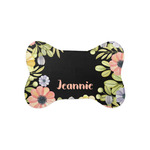 Boho Floral Bone Shaped Dog Food Mat (Small) (Personalized)