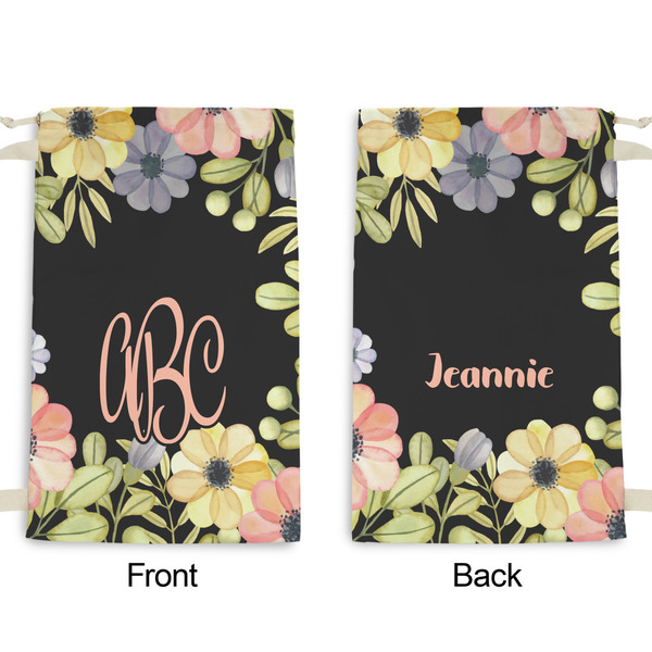 Boho Floral Small Laundry Bag - Front & Back View