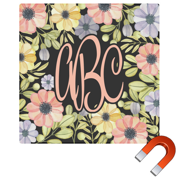 Custom Boho Floral Square Car Magnet - 10" (Personalized)