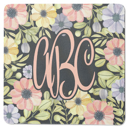 Boho Floral Square Rubber Backed Coaster (Personalized)