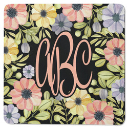 Boho Floral Square Rubber Backed Coaster (Personalized)