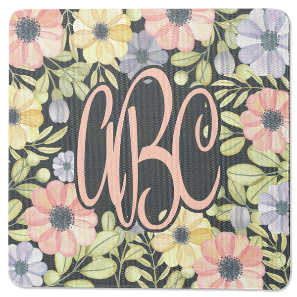 Custom Boho Floral Square Rubber Backed Coaster (Personalized)