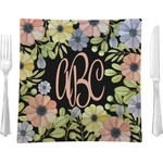 Boho Floral Glass Square Lunch / Dinner Plate 9.5" (Personalized)