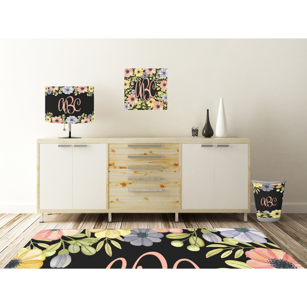 Boho Floral Square Wall Decal Wooden Desk