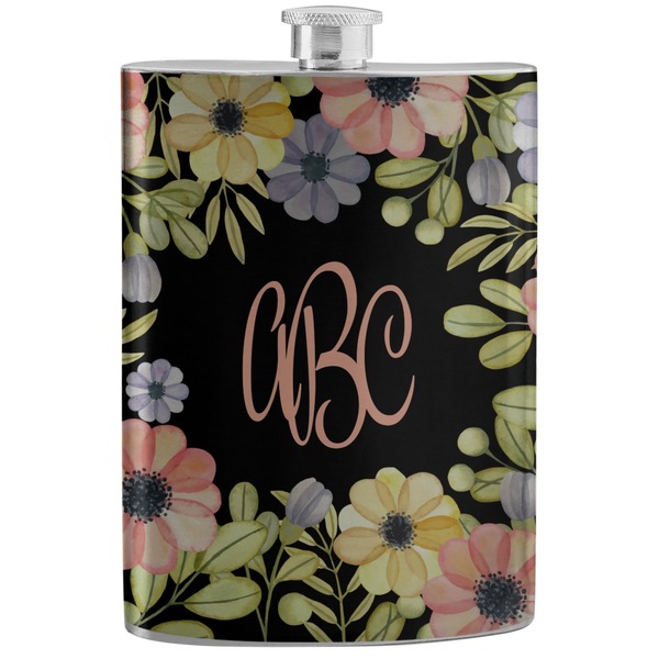 Custom Boho Floral Stainless Steel Flask (Personalized)