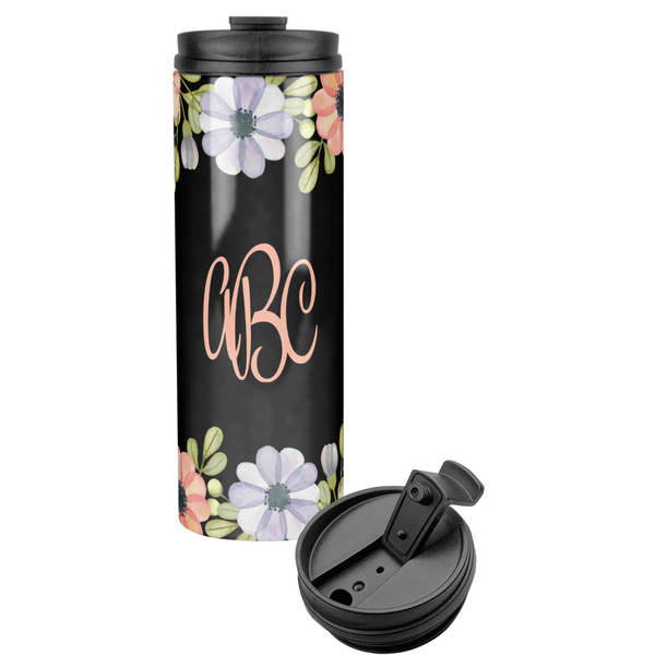 Custom Boho Floral Stainless Steel Skinny Tumbler (Personalized)