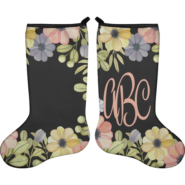 Custom Boho Floral Holiday Stocking - Double-Sided - Neoprene (Personalized)