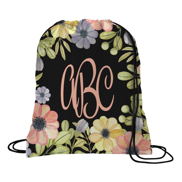 Custom Boho Floral Drawstring Backpack - Medium (Personalized)