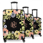 Boho Floral 3 Piece Luggage Set - 20" Carry On, 24" Medium Checked, 28" Large Checked (Personalized)