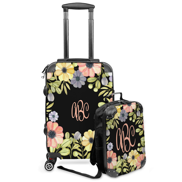 Custom Boho Floral Kids 2-Piece Luggage Set - Suitcase & Backpack (Personalized)