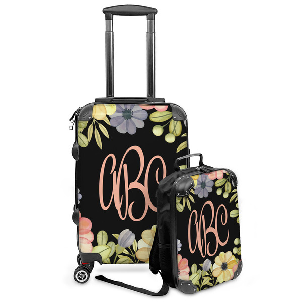 Custom Boho Floral Kids 2-Piece Luggage Set - Suitcase & Backpack (Personalized)