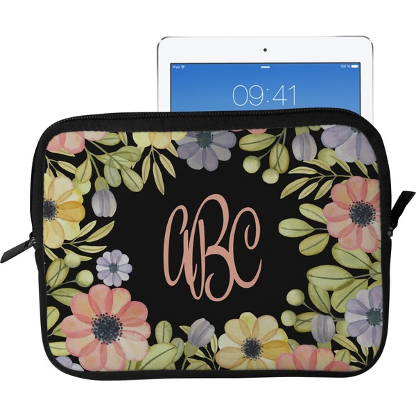 Custom Boho Floral Tablet Case / Sleeve - Large (Personalized)