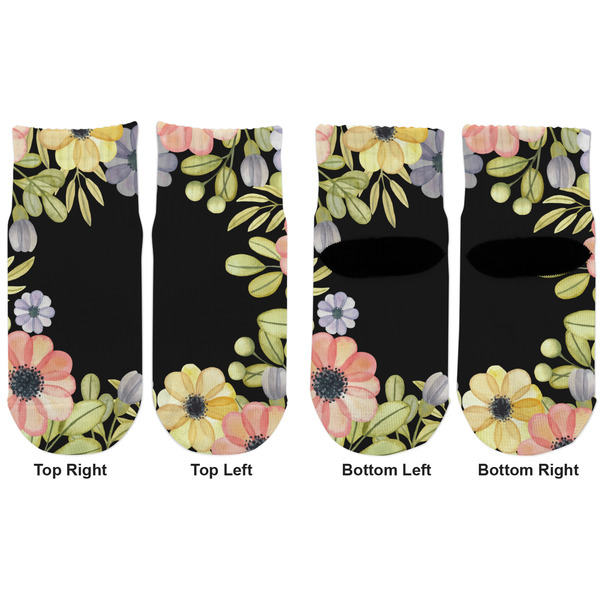 Boho Floral Toddler Ankle Socks - Double Pair - Front and Back - Apvl